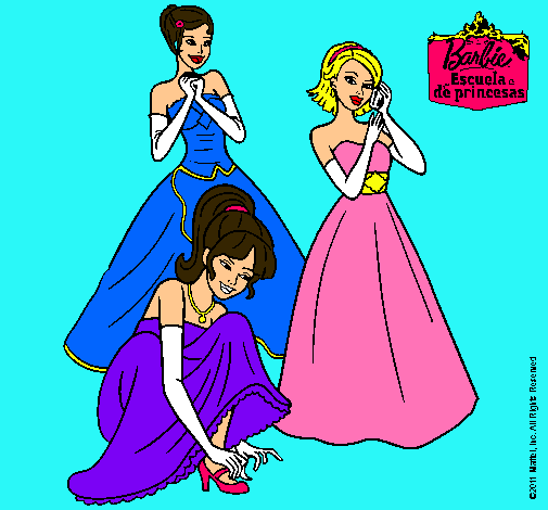 Dibujo Barbie y sus amigas vestidas de gala pintado por mars2002