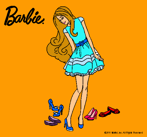 Dibujo Barbie y su colección de zapatos pintado por dracu5623