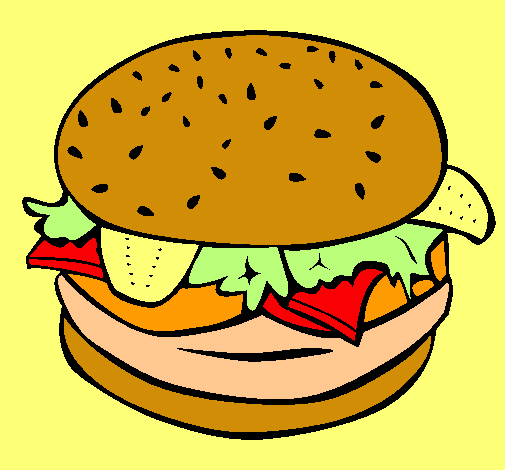 Dibujo Hamburguesa completa pintado por evacam