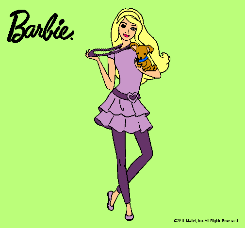 Dibujo Barbie y su mascota pintado por dracu5623