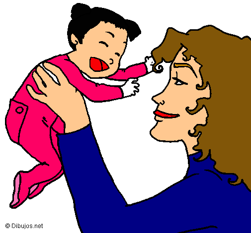 Dibujo Madre con su bebe pintado por anota