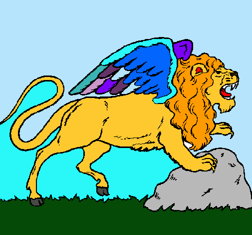 Dibujo León alado pintado por madaramy