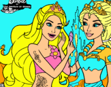 Dibujo Barbie se despiede de la reina sirena pintado por daiyan