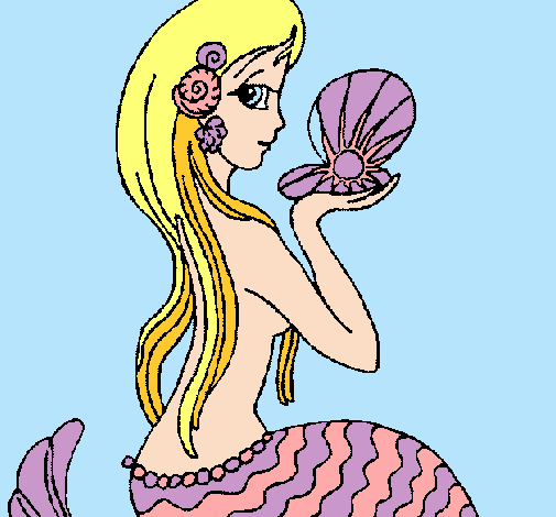 Dibujo Sirena y perla pintado por draculaur