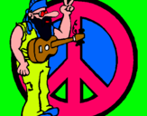 Dibujo Músico hippy pintado por jipi