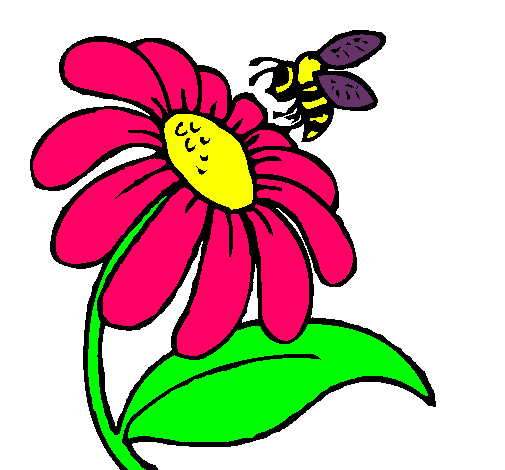 Dibujo Margarita con abeja pintado por wingi