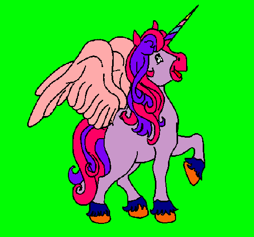 Dibujo Unicornio con alas pintado por juliaprinc