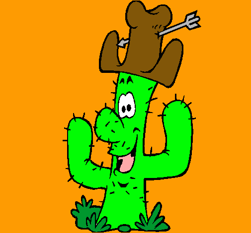 Dibujo Cactus con sombrero pintado por frangon