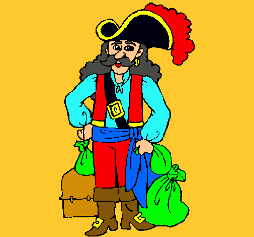 Dibujo Pirata con sacos de oro pintado por frangon