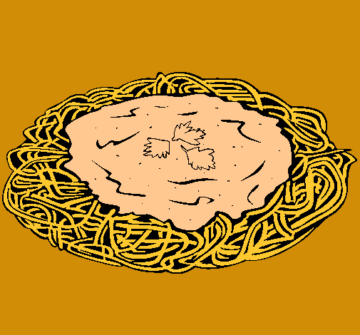 Dibujo Espaguetis con queso pintado por Odelia