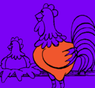 Dibujo Gallo y gallina pintado por fikikobkokbo
