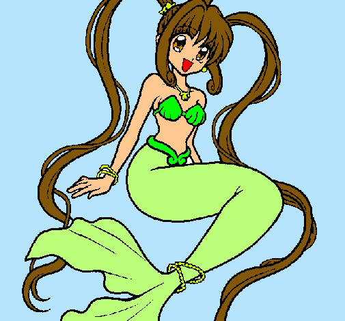 Dibujo Sirena con perlas pintado por 021sele