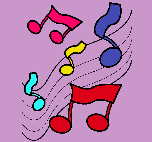 Dibujo Notas en la escala musical pintado por Elsukita
