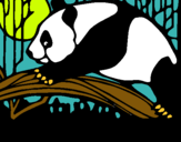 Dibujo Oso panda comiendo pintado por popopipi