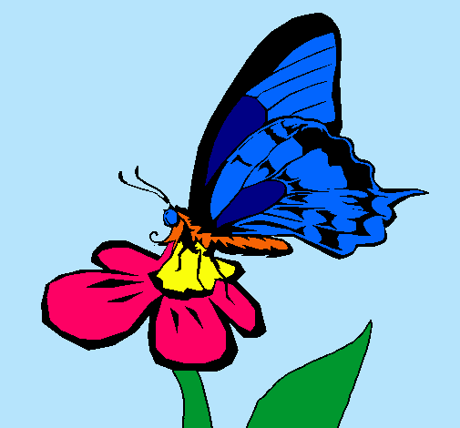 Dibujo Mariposa en una flor pintado por wingi