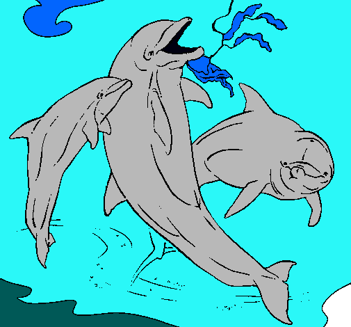 Dibujo Delfines jugando pintado por will