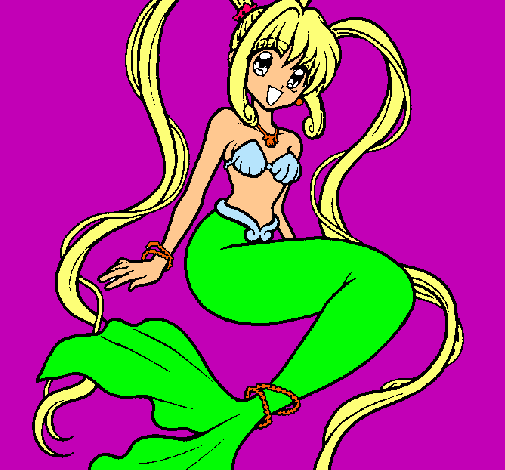 Dibujo Sirena con perlas pintado por peincesa