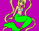Dibujo Sirena con perlas pintado por peincesa