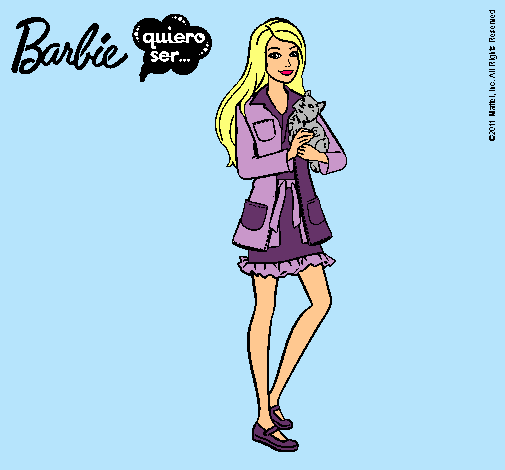 Dibujo Barbie con un gatito pintado por dracu5623