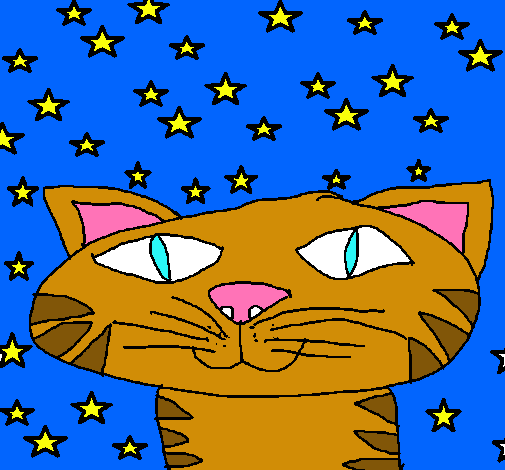 Dibujo Gato y estrellas pintado por isabel2001