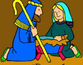 Dibujo Adoran al niño Jesús pintado por MARIAIGESUS