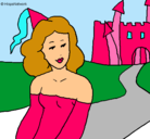 Dibujo Princesa y castillo pintado por manteee
