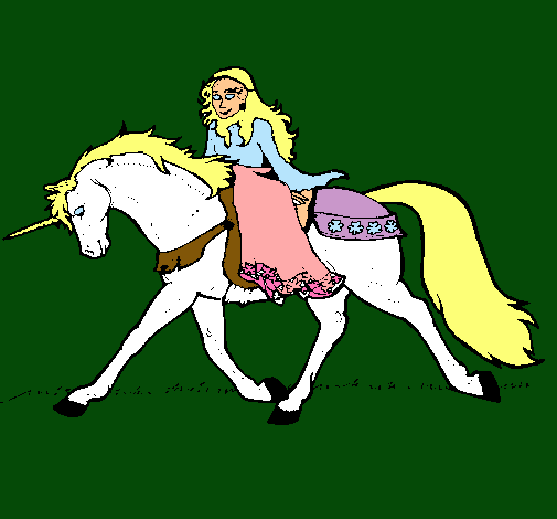 Dibujo Princesa en unicornio pintado por Misspimpim