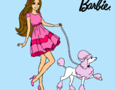 Dibujo Barbie paseando a su mascota pintado por vale42