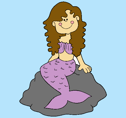 Dibujo Sirena sentada en una roca pintado por vale42