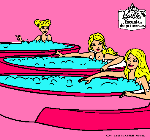 Dibujo Barbie y sus amigas en el jacuzzi pintado por sandrik