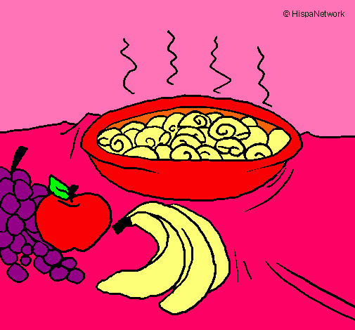 Dibujo Fruta y caracoles a la cazuela pintado por orianita