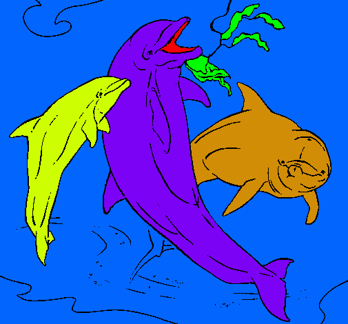 Dibujo Delfines jugando pintado por Andy