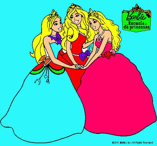 Dibujo Barbie y sus amigas princesas pintado por Timigui