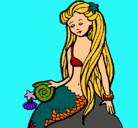 Dibujo Sirena con caracola pintado por meely
