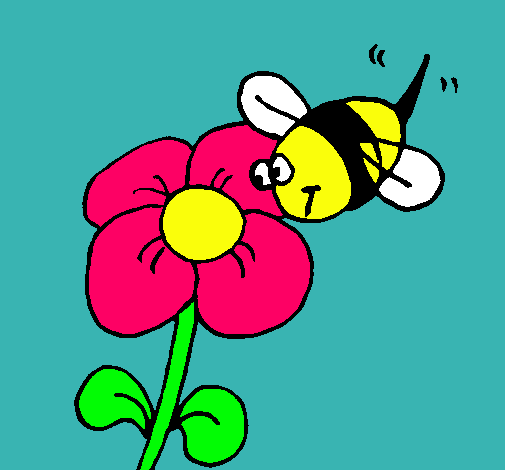 Dibujo Abeja y flor pintado por fantastiks