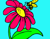 Dibujo Margarita con abeja pintado por cesia