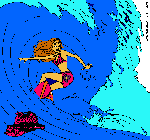 Dibujo Barbie practicando surf pintado por fallamas