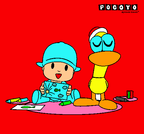 Dibujo Pocoyó y Pato pintado por bicha18