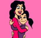 Dibujo Madre e hija abrazadas pintado por kuka