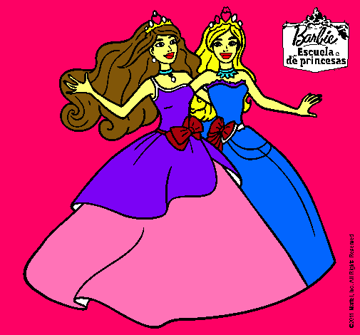 Dibujo Barbie y su amiga súper felices pintado por abestruz