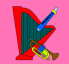 Dibujo Arpa, flauta y trompeta pintado por karen-6463