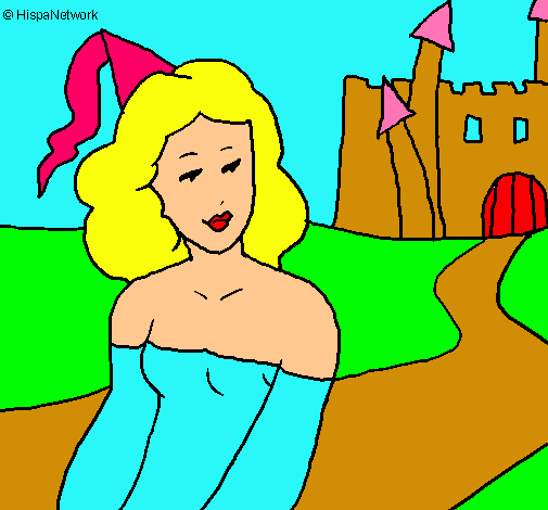 Dibujo Princesa y castillo pintado por dese