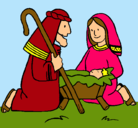 Dibujo Adoran al niño Jesús pintado por 060744