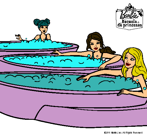 Dibujo Barbie y sus amigas en el jacuzzi pintado por bicha18