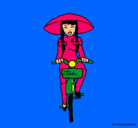 Dibujo China en bicicleta pintado por amalia