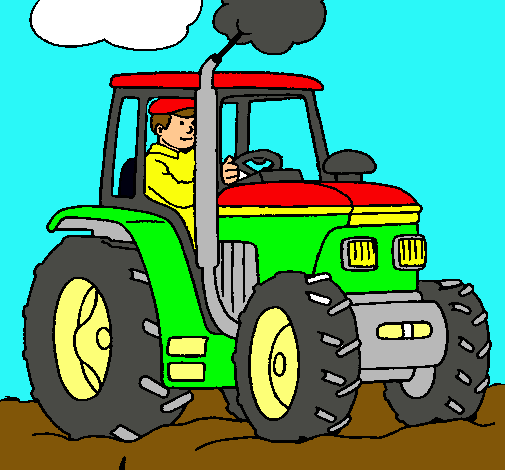 Dibujo Tractor en funcionamiento pintado por richie