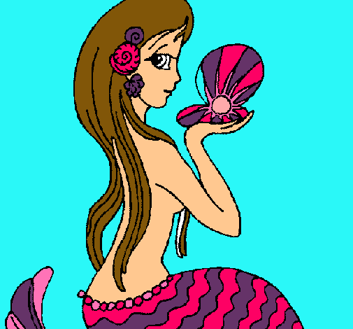 Dibujo Sirena y perla pintado por ilaiennovi