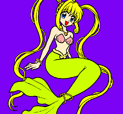 Dibujo Sirena con perlas pintado por gauna