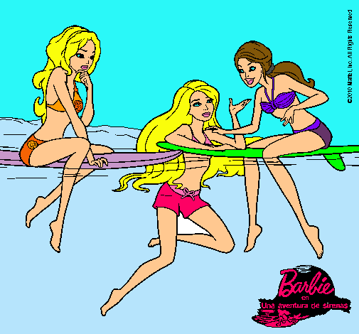 Dibujo Barbie y sus amigas pintado por mema