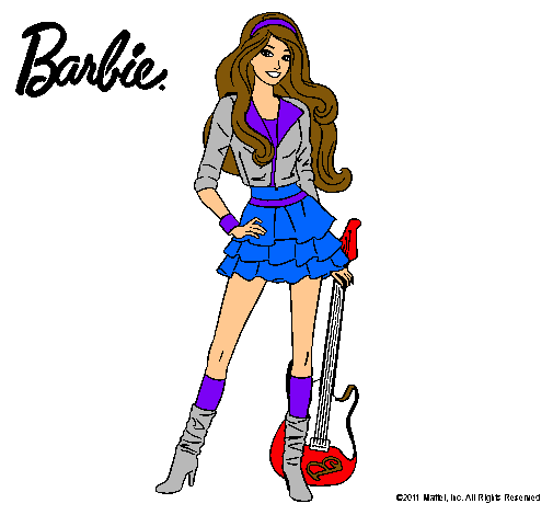 Dibujo Barbie rockera pintado por amonditi